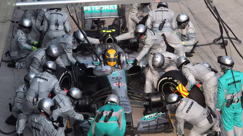 Hamilton's pit lane gaffe during first Mercedes podium