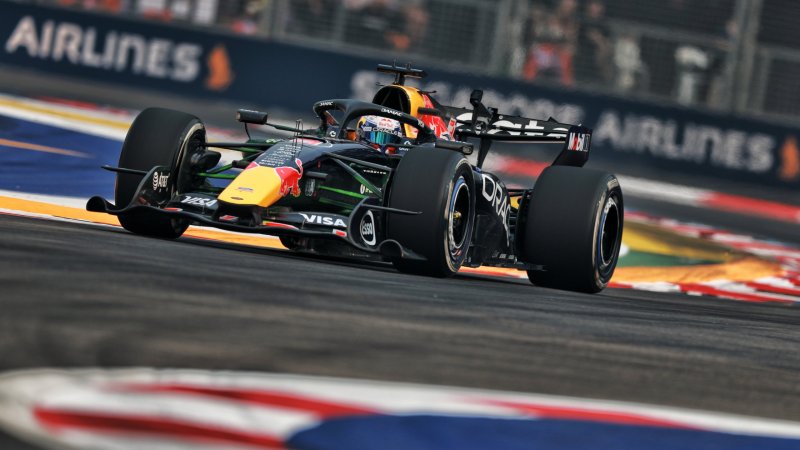 Verstappen celebrates first Singapore Sprint win as Russell crashes