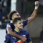 Baumgartner fires Leipzig through after Seiwald's sending off